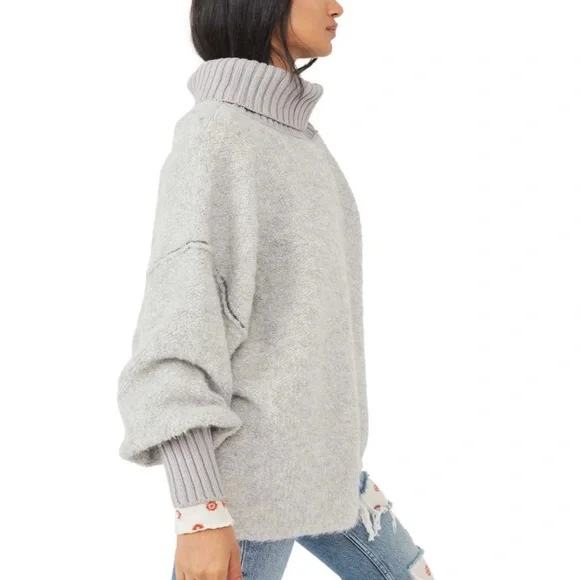 Free People Milo Tunic Sweater Heather Grey NWT Medium - Picture 5 of 14